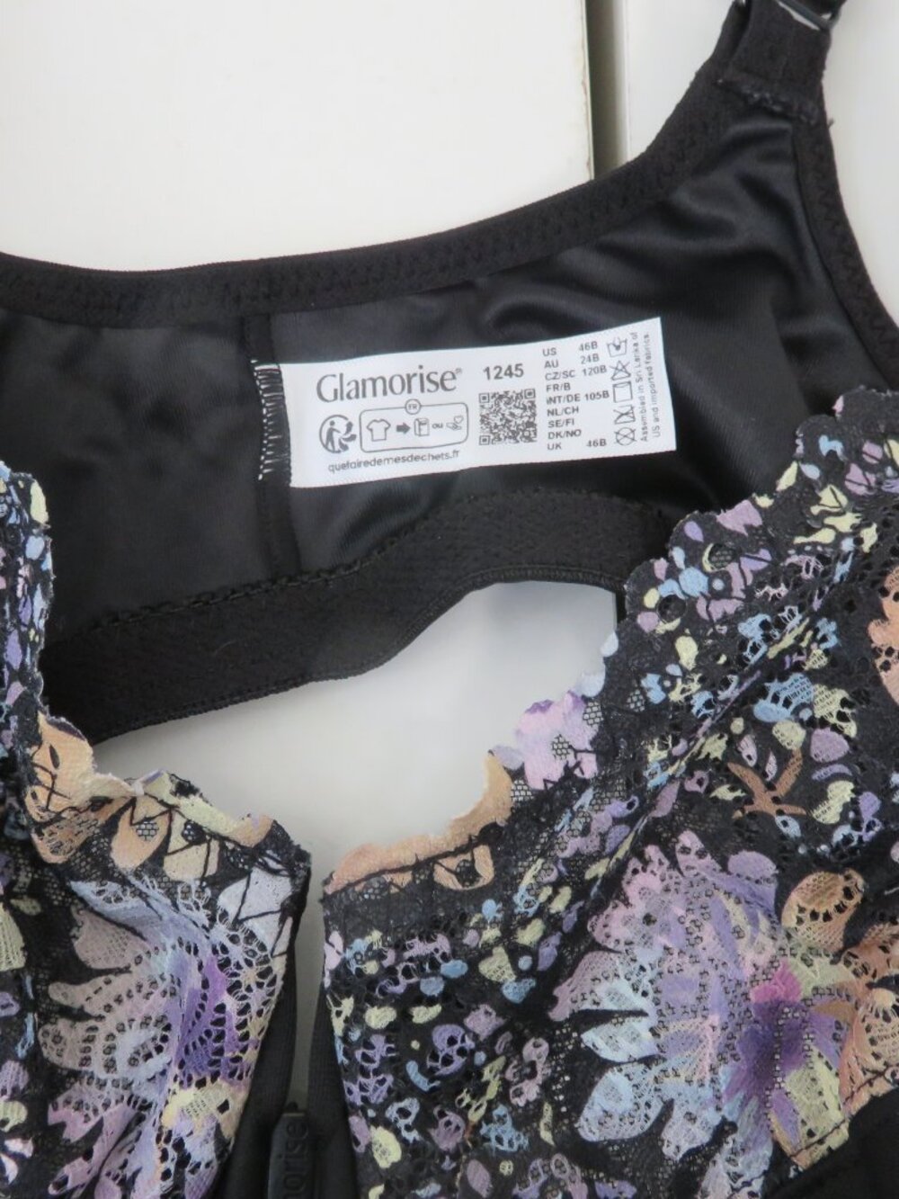 (#101) Glamorise 1245 Elegance Lace Front Close Underwire Bra FLORAL Sz 46B - Picture 6 of 6